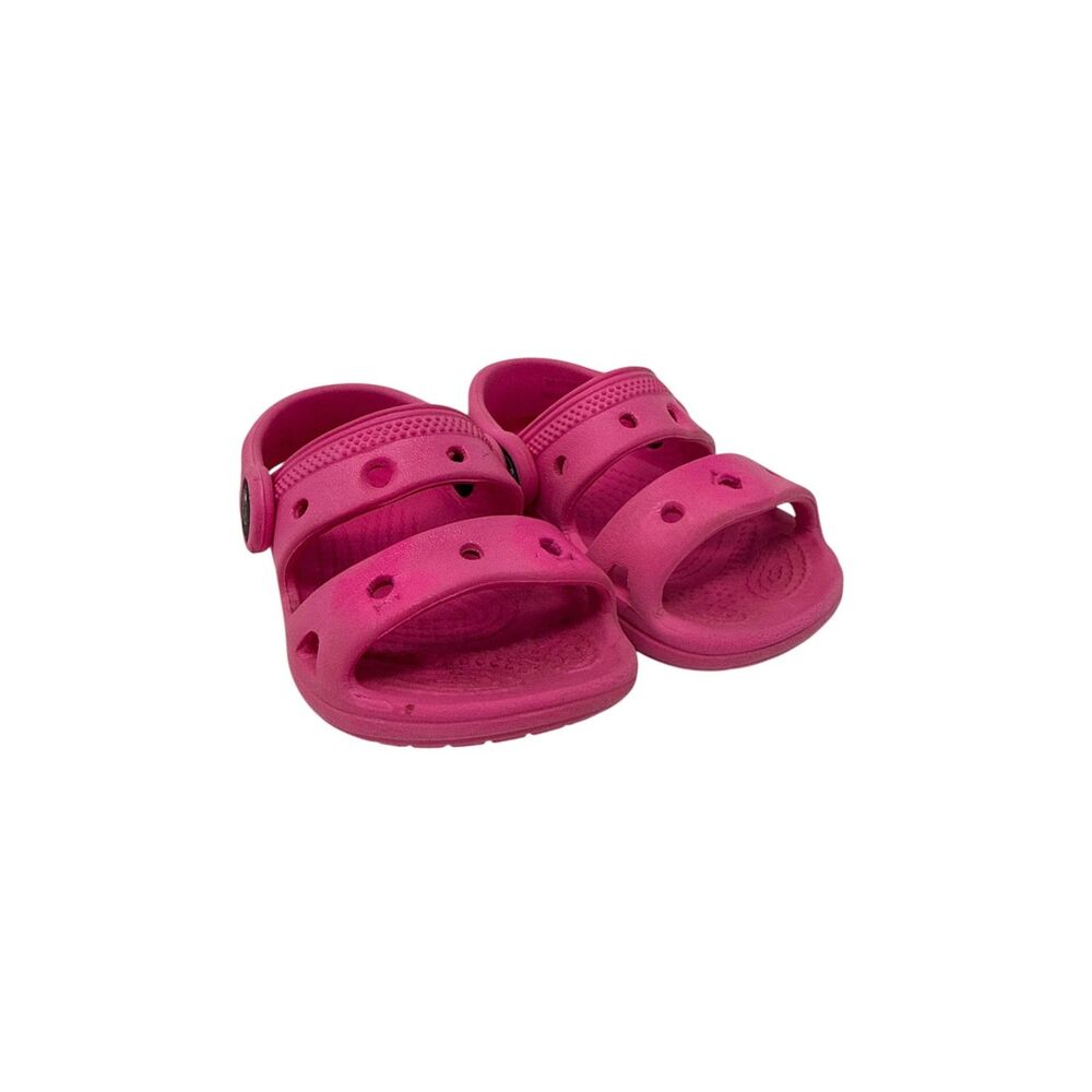 Girls Pink Crocs Double Strap Sandals Size 5 infant toddler